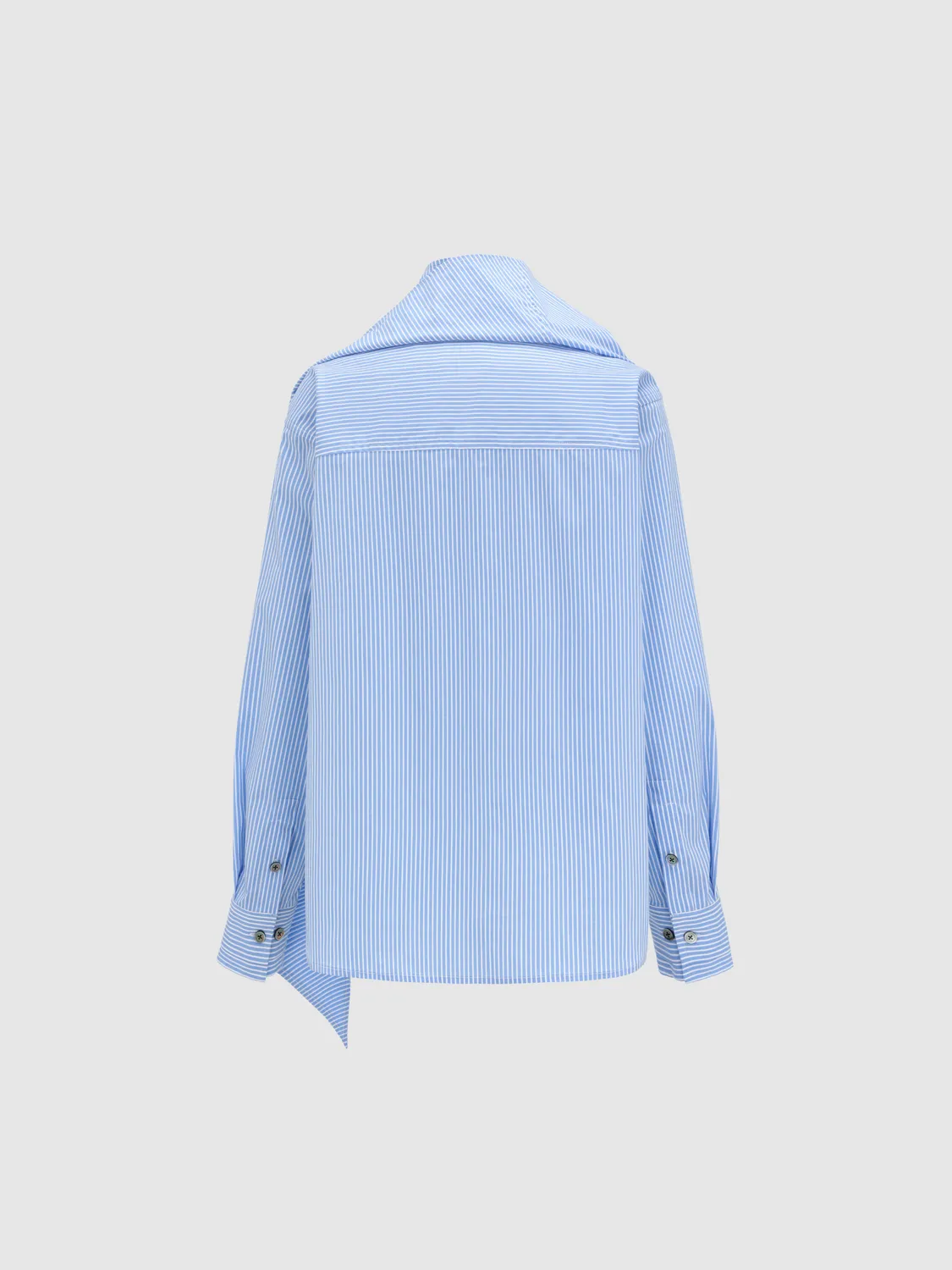 Feng Chen Wang Blue Draped Bluse stribet med tørklæde