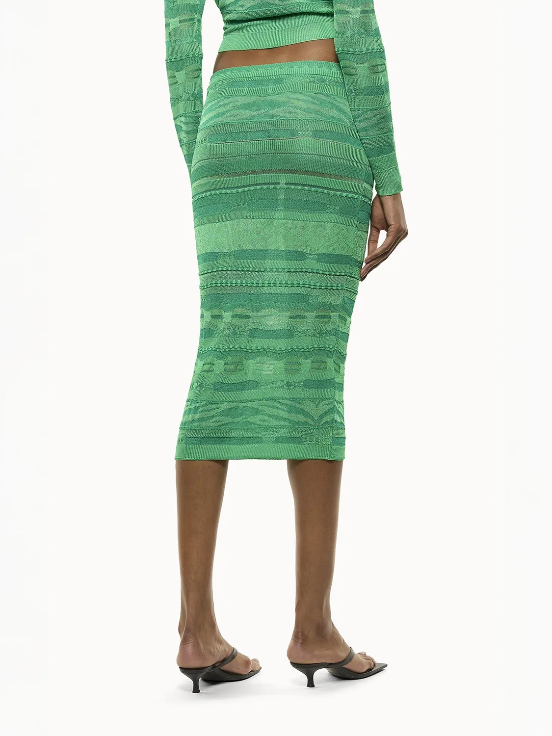 Laneus Light Jacquard nederdel smaragdgrøn viskose slim fit
