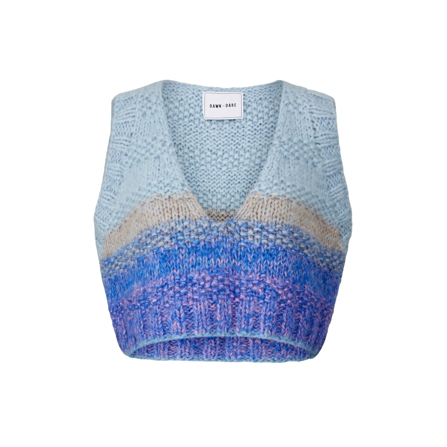 Dawn x Dare Ginny Shade strik top ice blue mohair