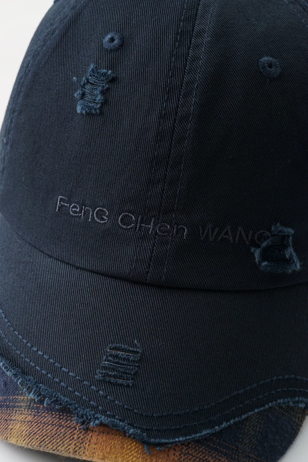 Feng Chen Wang Navy Plaid-Panel baseball kasket navy OS ternet
