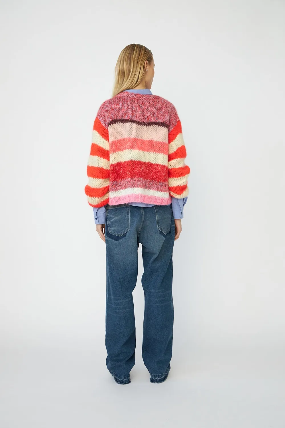 DAWNXDARE GABI 321-253 cardigan 935 rød-pink stribet