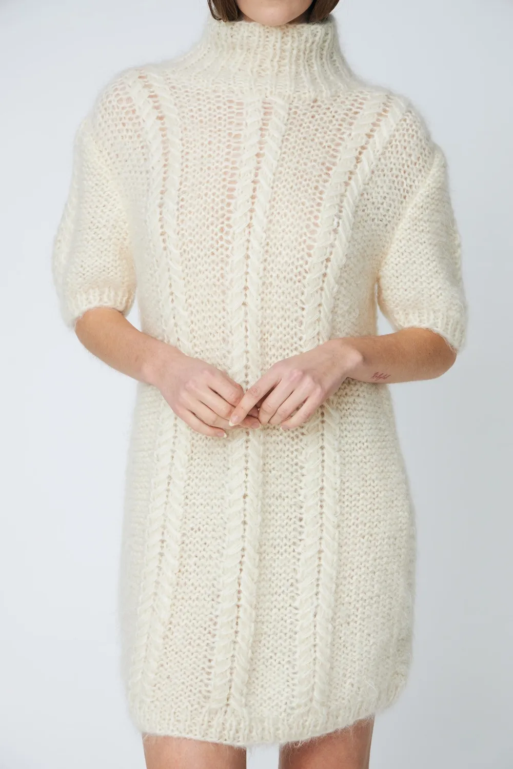 DAWNXDARE Smilla strikkjole 102 Chalk uld snoning
