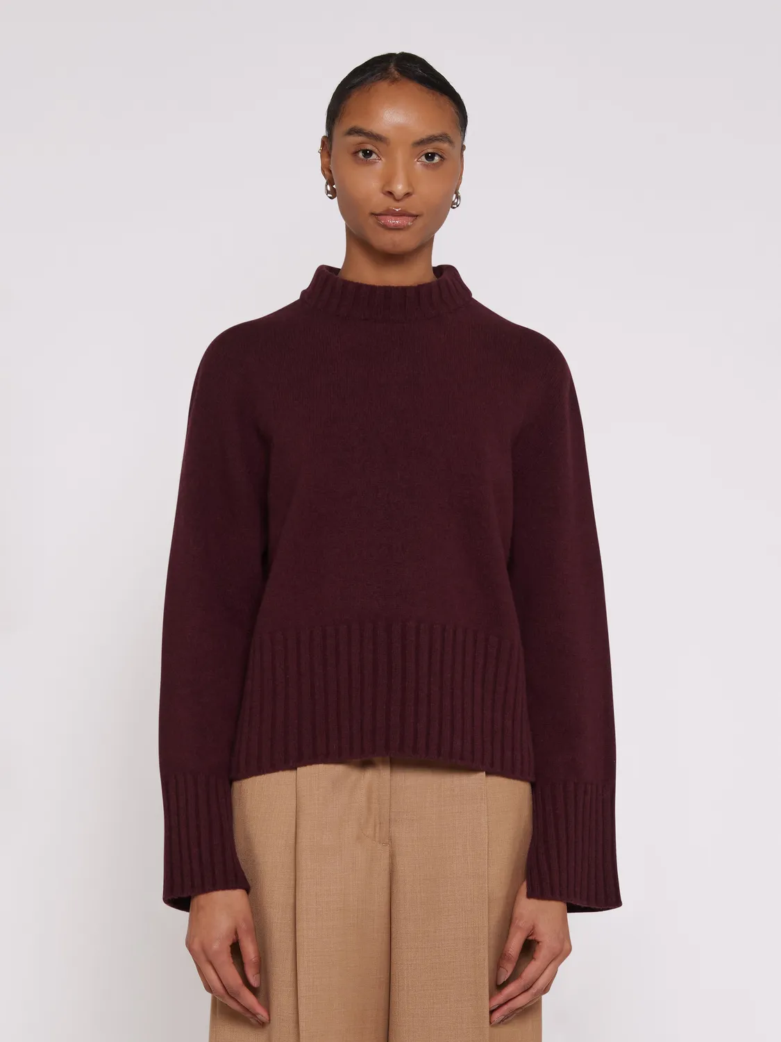 Laneus Boxy Crew Neck striktrøje fico uld cashmere