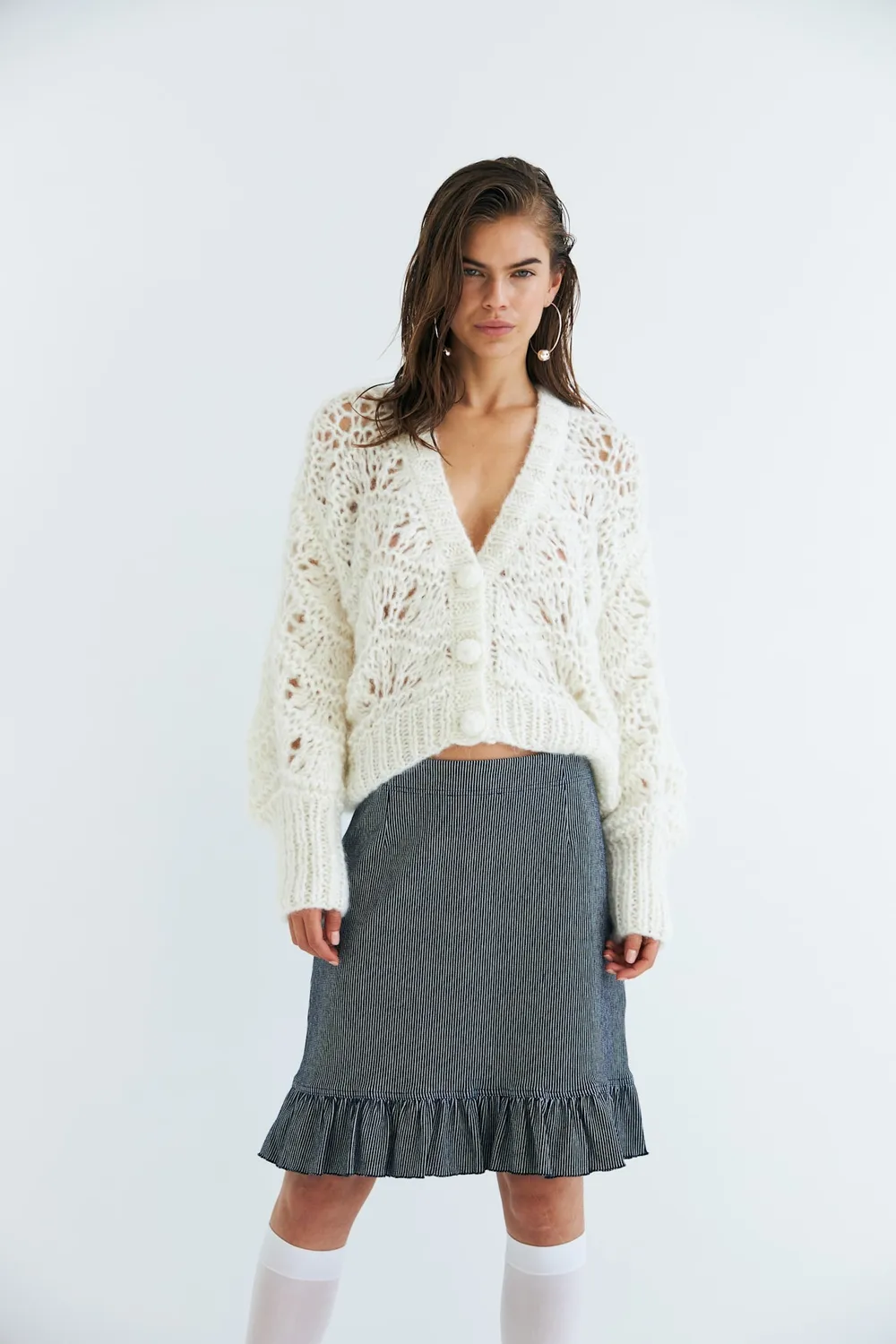 DAWNXDARE Esmeralda cardigan 102 chalk bølgemønster