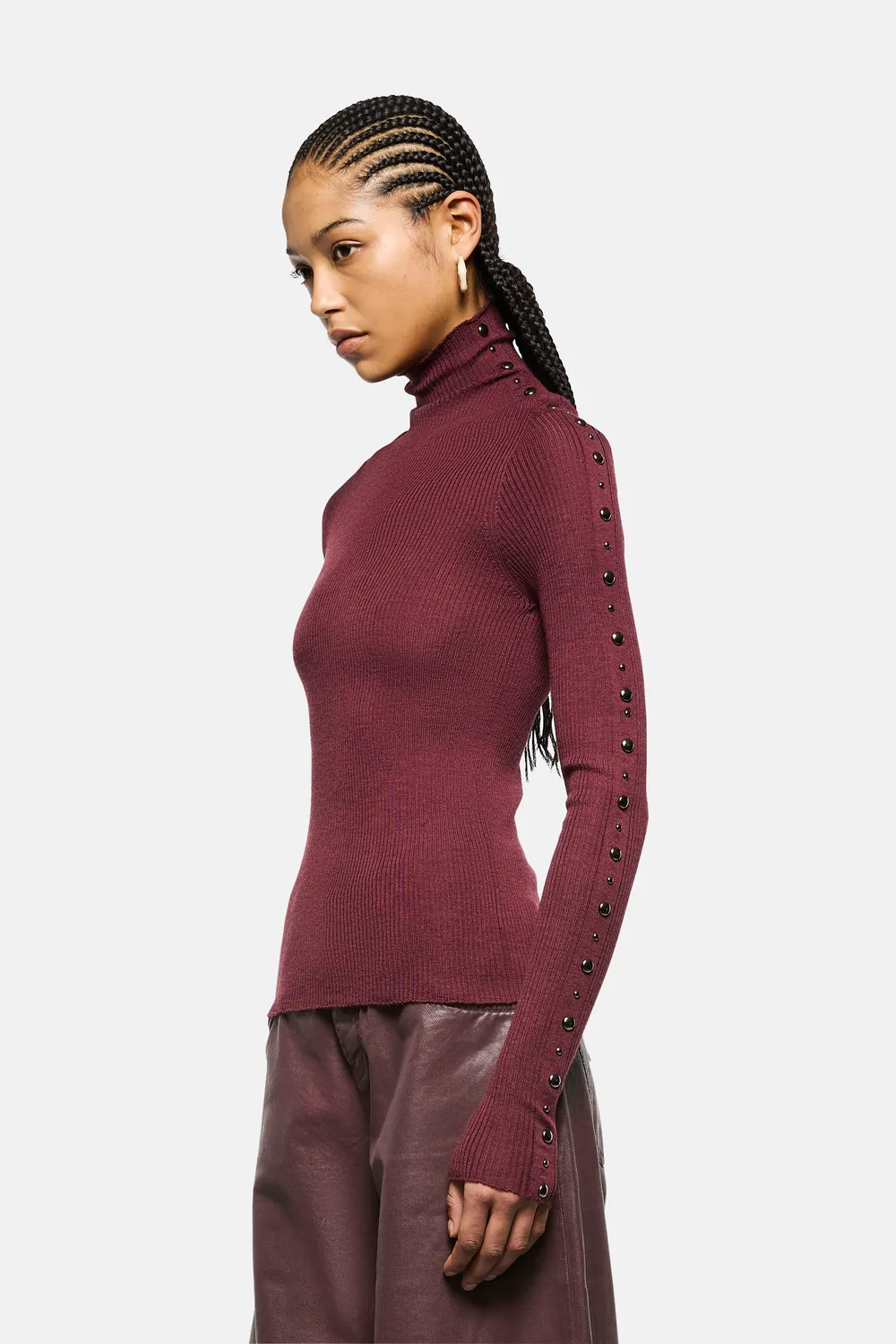 Laneus turtleneck rullekrave bordeaux merinould