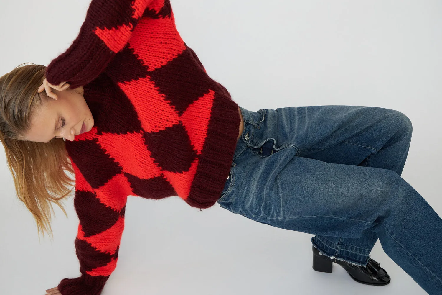 DAWNxDARE Erica Diamond pullover 339 burgundy mohair