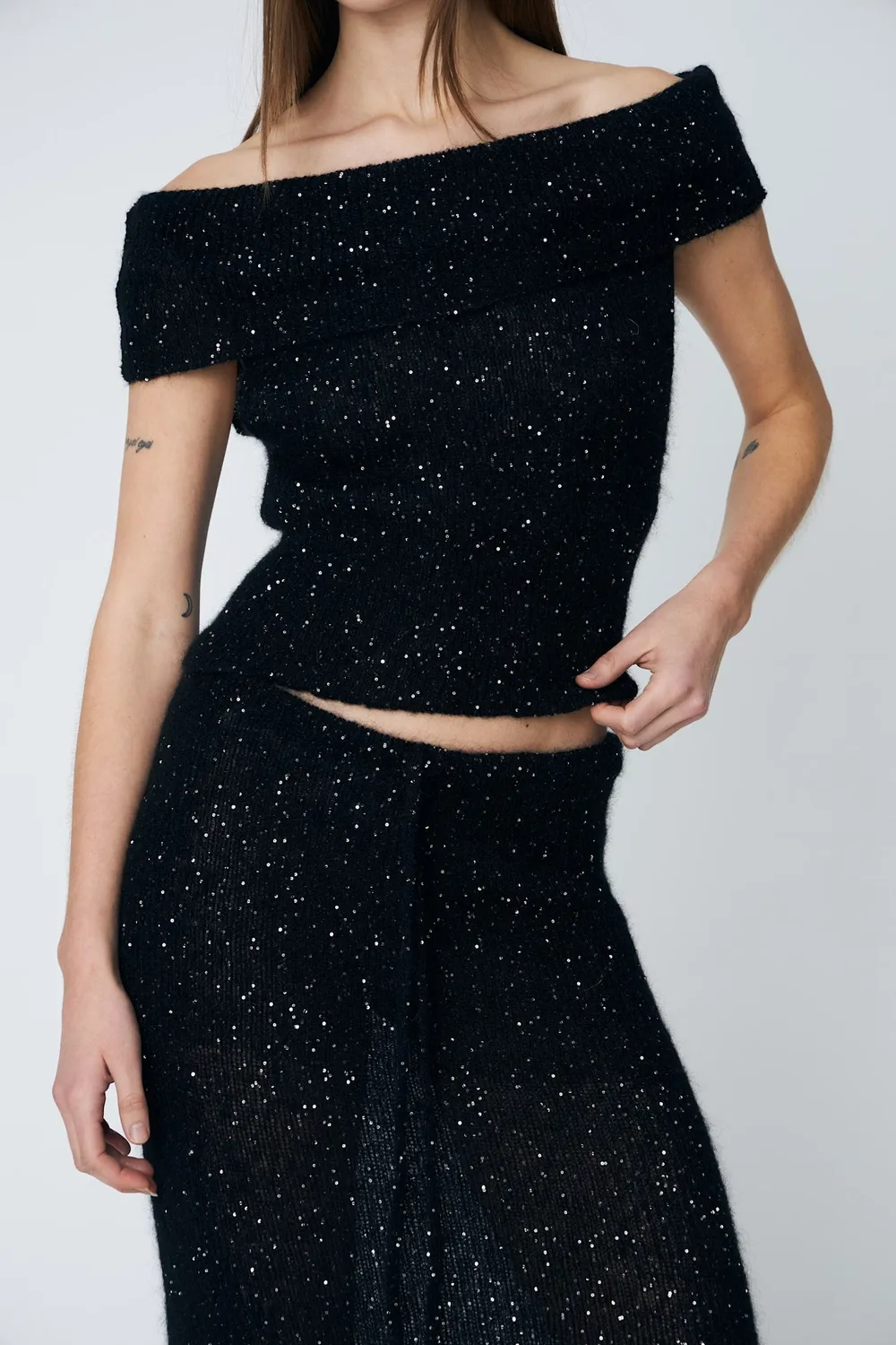 DAWNXDARE MEGAN slipover strikvest sort mohair
