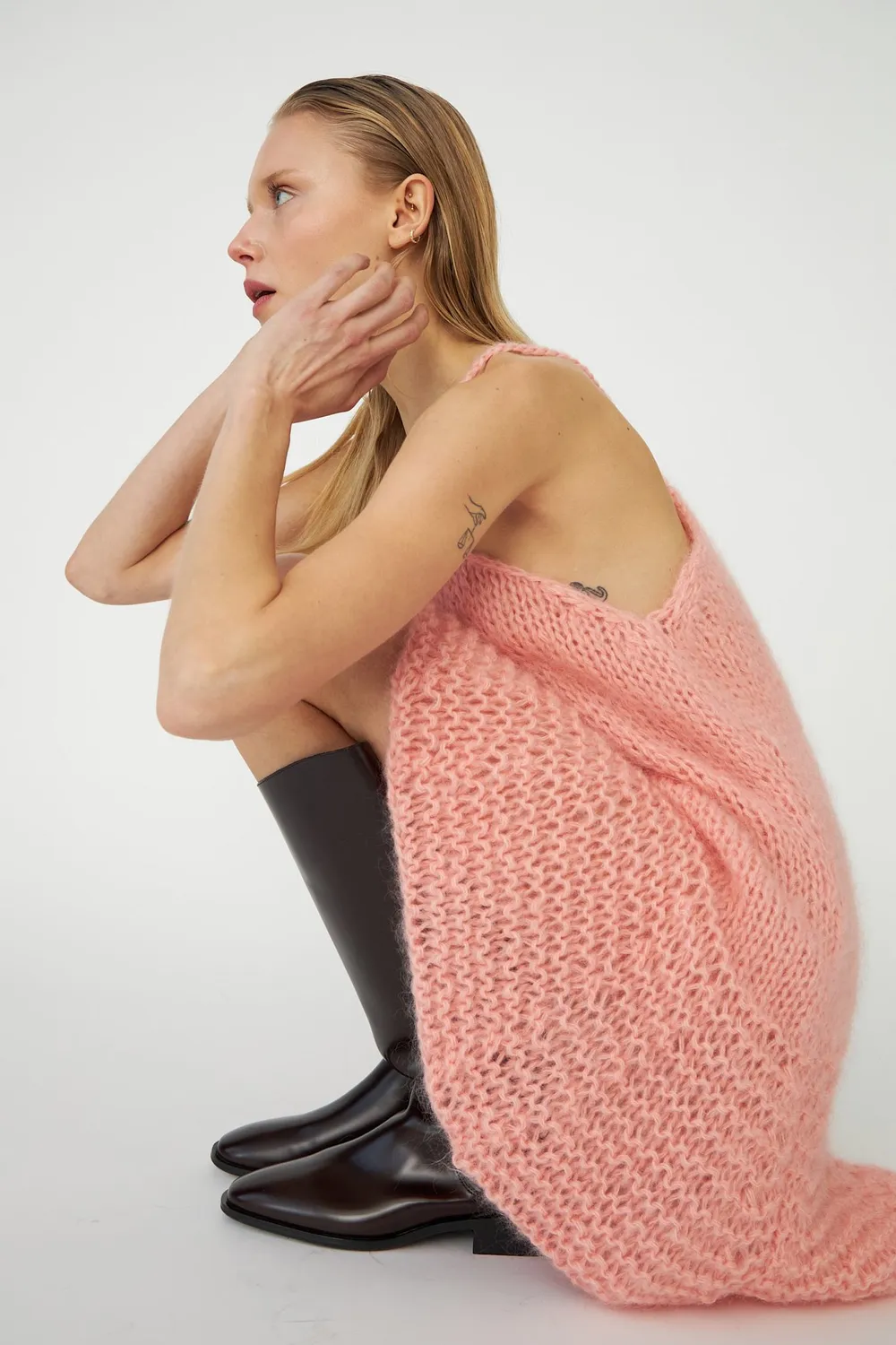 DAWNXDARE Wera kjole strikkjole 203 baby pink mohair