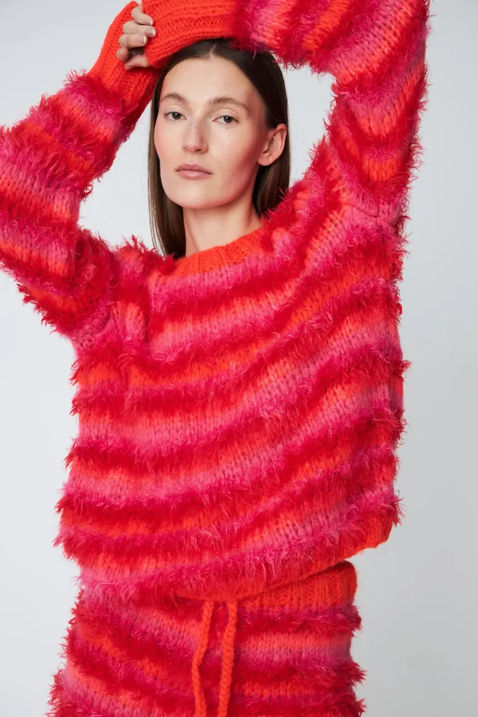 DAWNXDARE Eloise Pullover 335 Chili stribet uldblanding