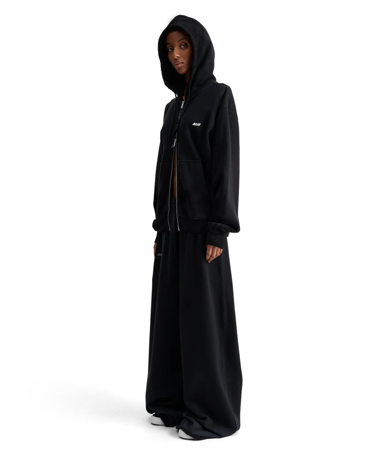 Alis Aaron zip-hoodie sort oversize bomuld