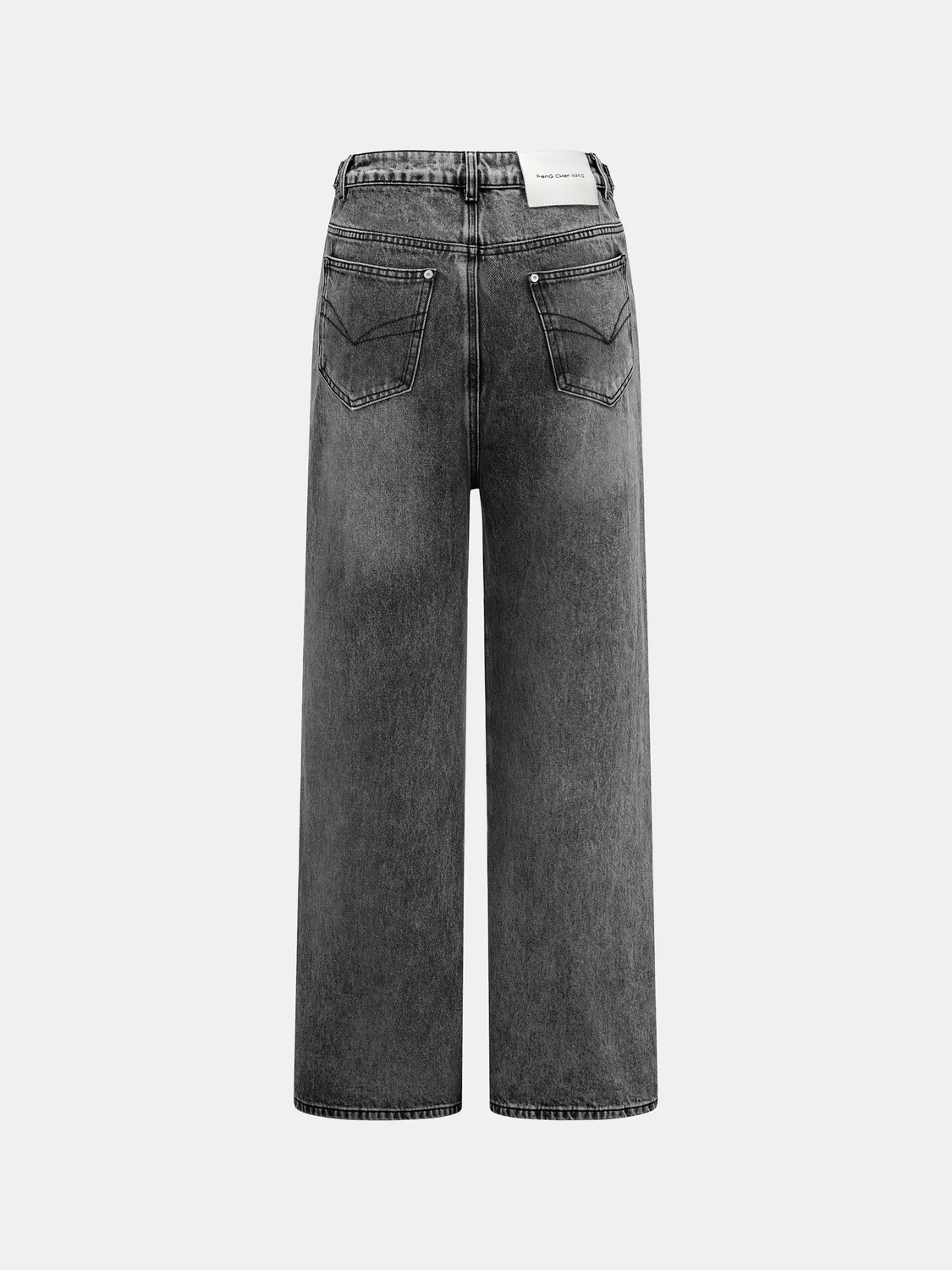 Feng Chen Wang Cross Waistband straight leg jeans