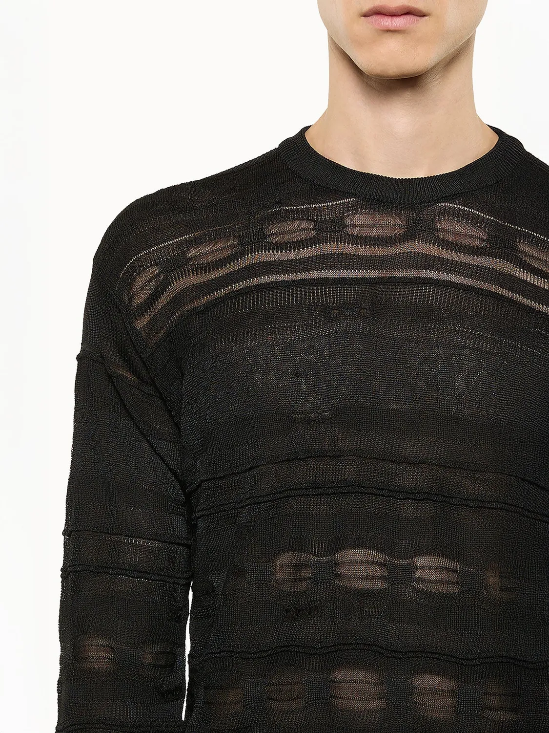 Laneus Jacquard sweater sort viskose