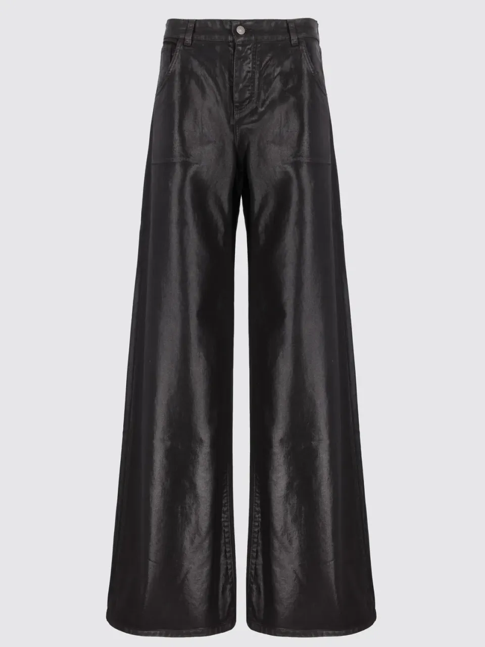 Laneus Baggy Coated jeans sort coated denim dame