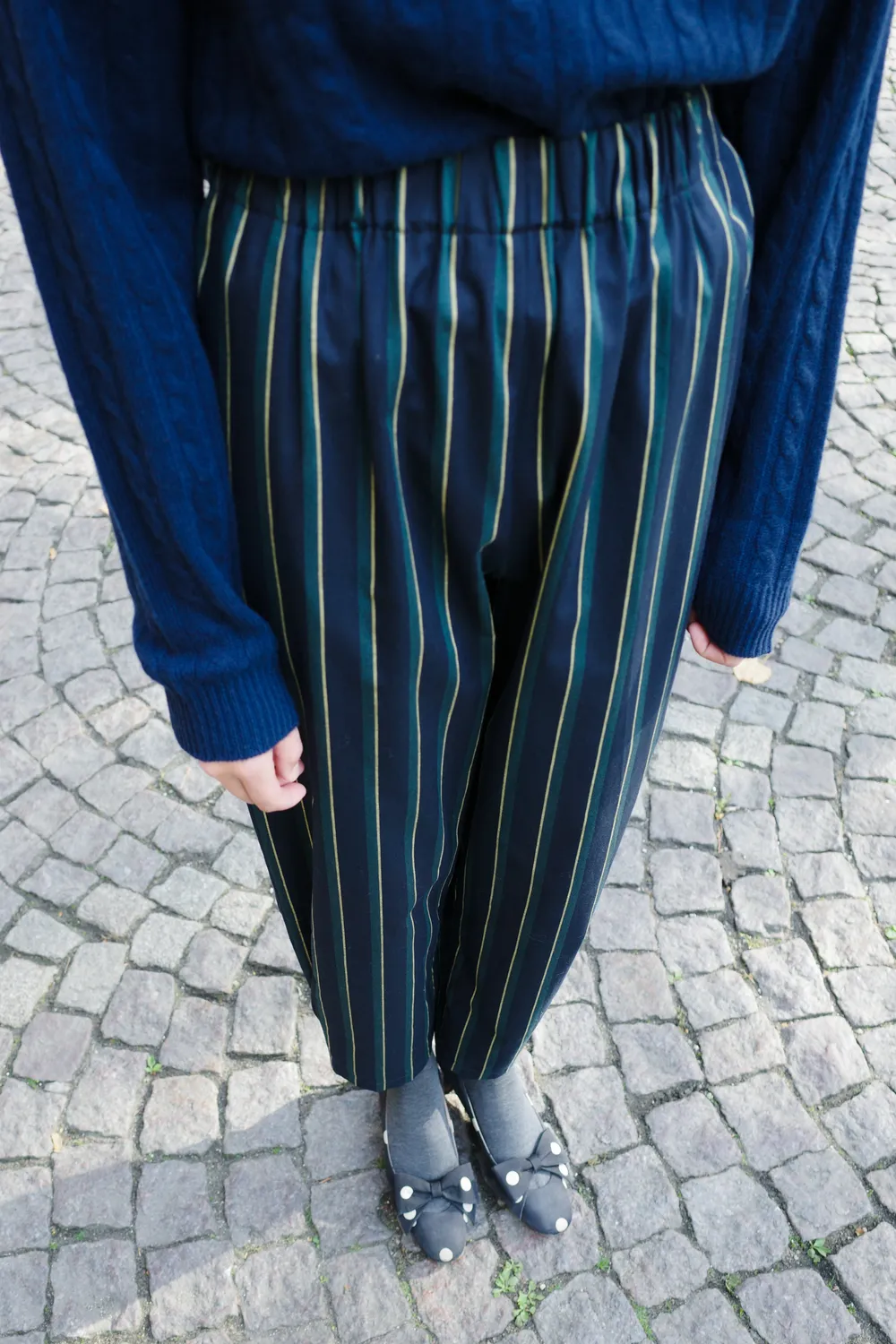 Caro Editions Coco Pants bukser Navy Green stribet