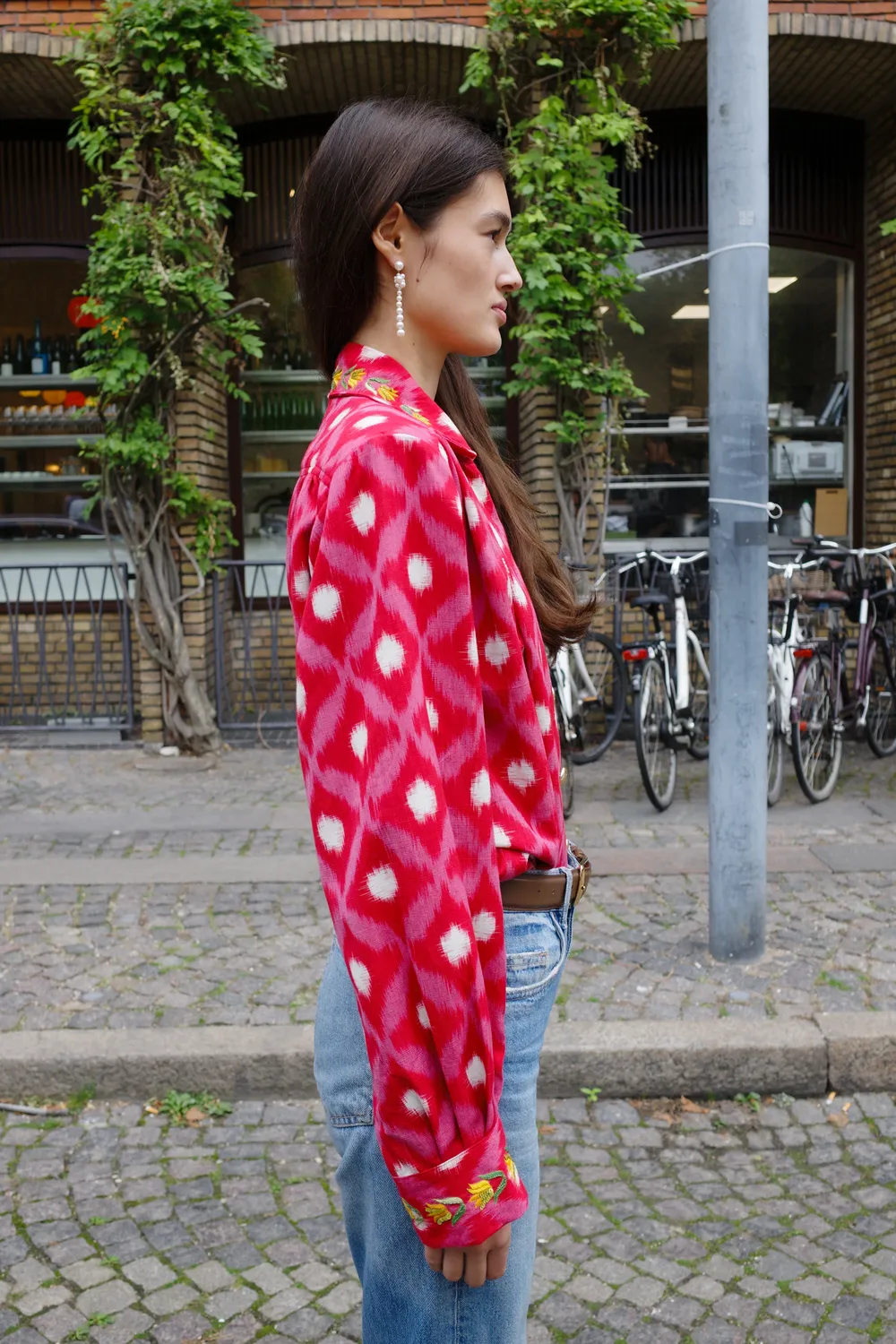 Caro Editions Bonsai skjorte Red Ikat broderet