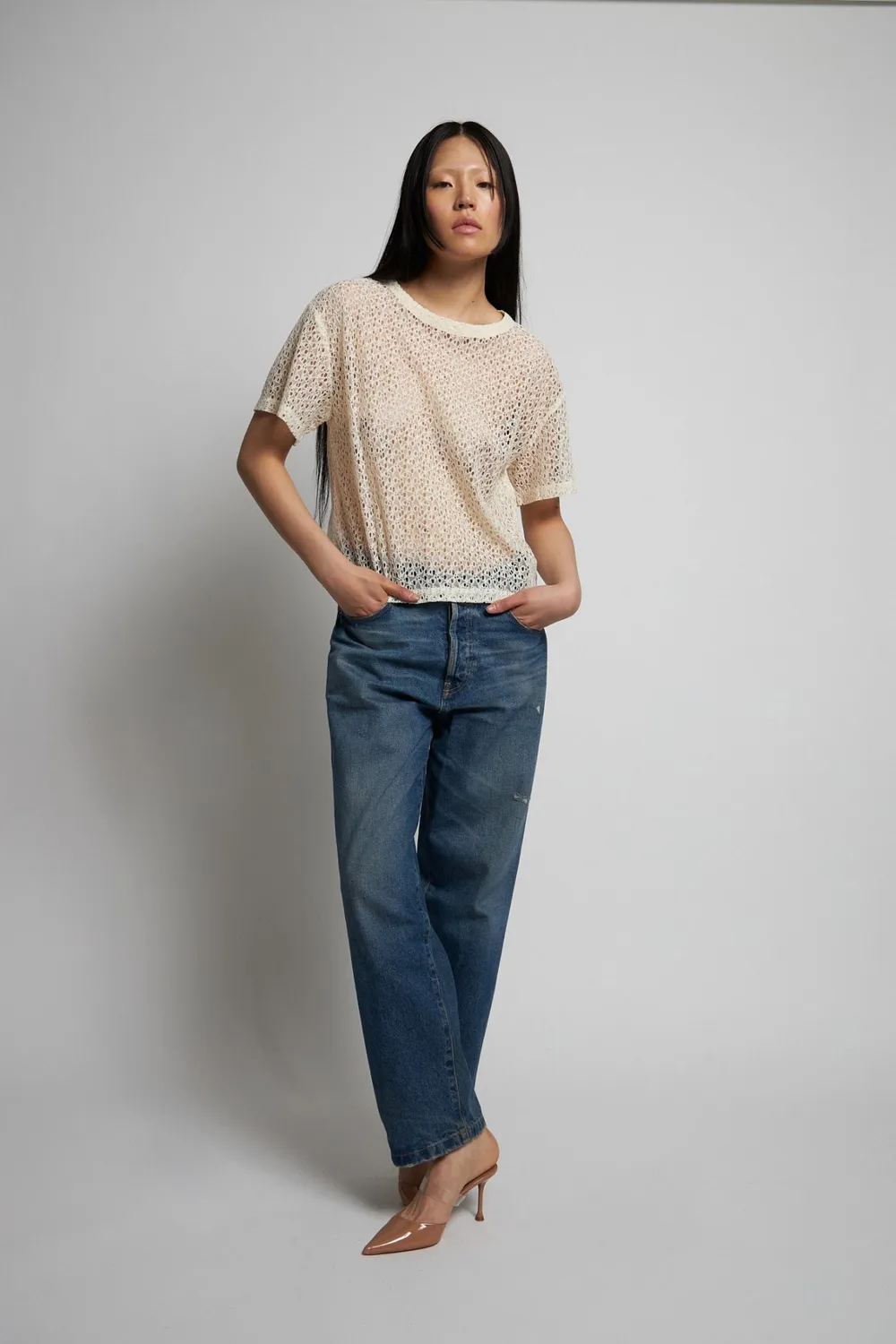 DAWNXDARE Star blonde bluse chalk kortærmet
