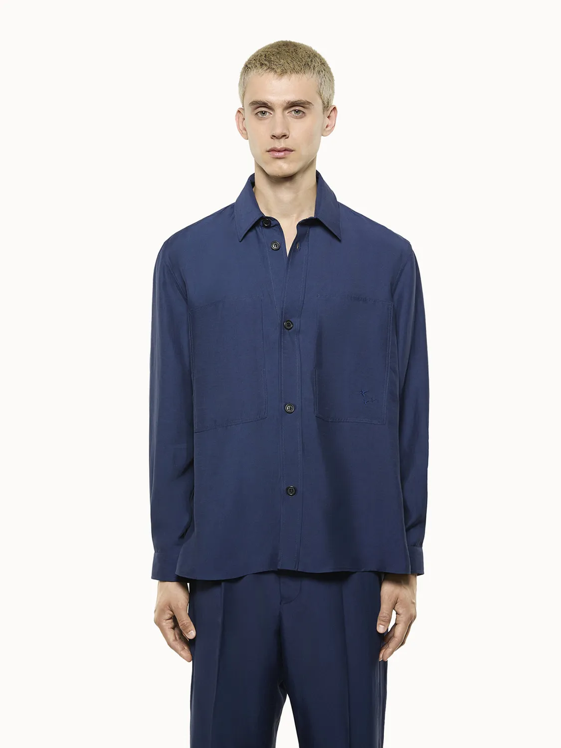 Laneus Cancun overshirt navy viskose hør