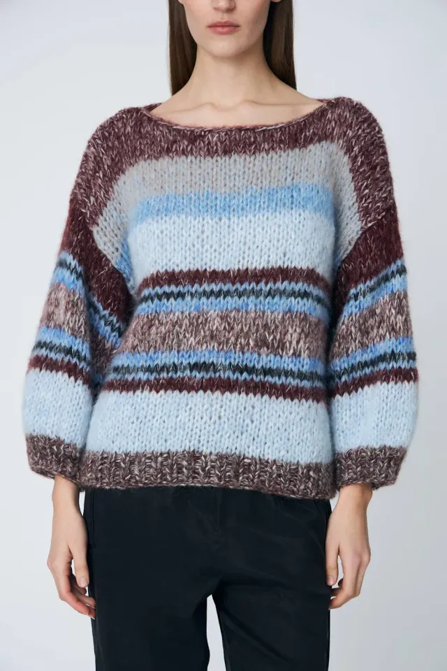 DAWN x DARE Lola Crew striktrøje midnight raisin mohair