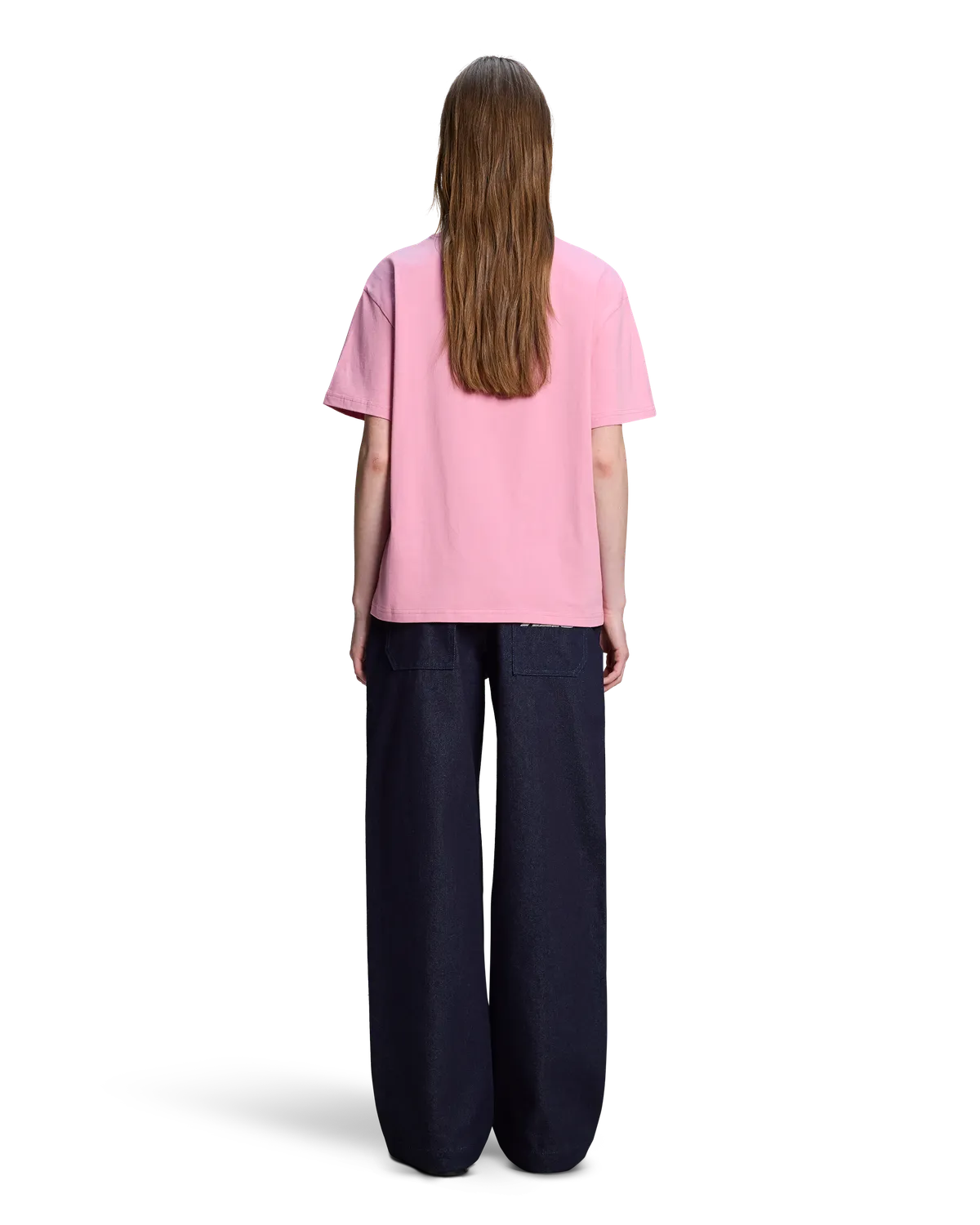 Alis Torey cropped t-shirt solid pink bomuld