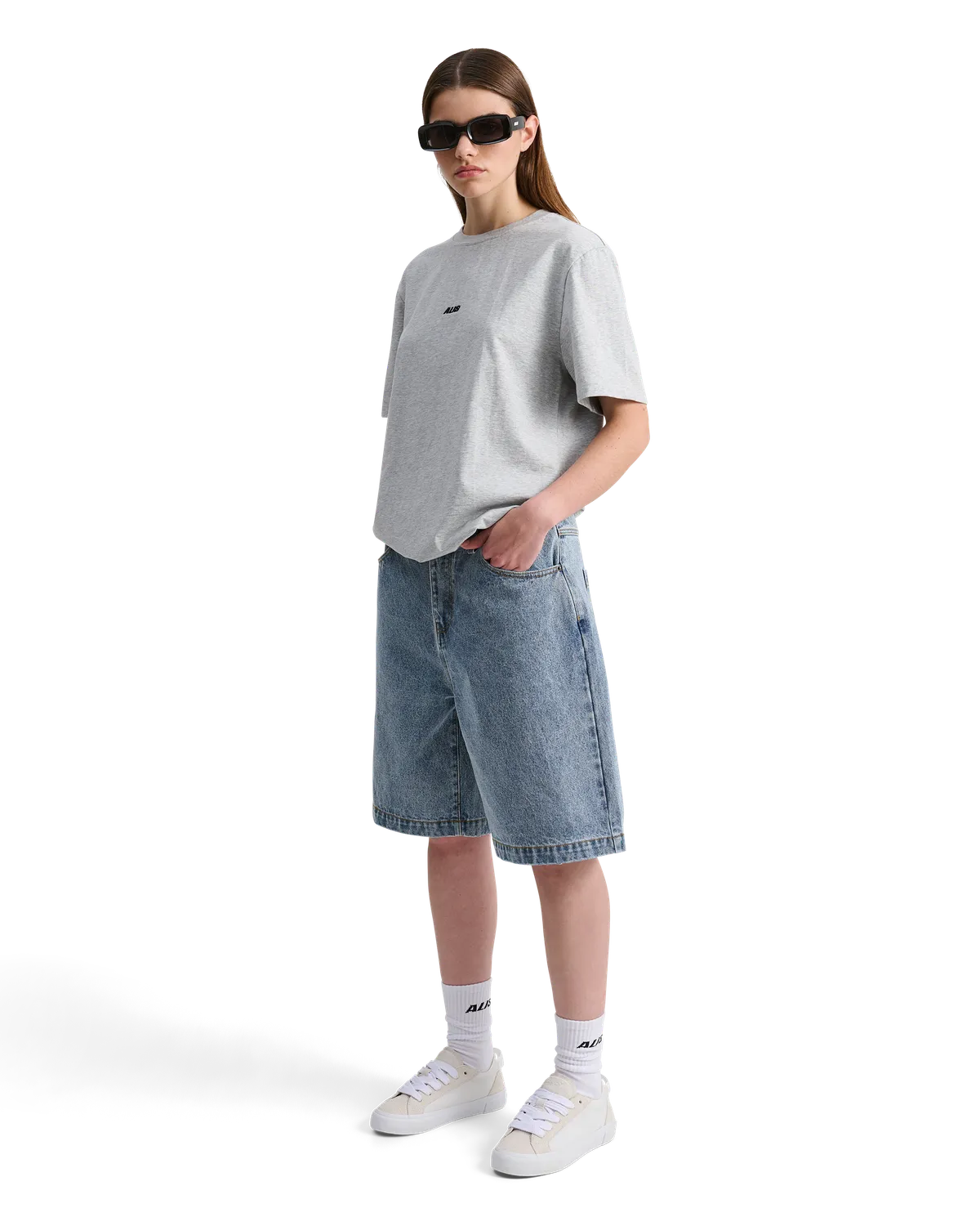 Alis Jeron t-shirt gråmeleret – cropped bomuld