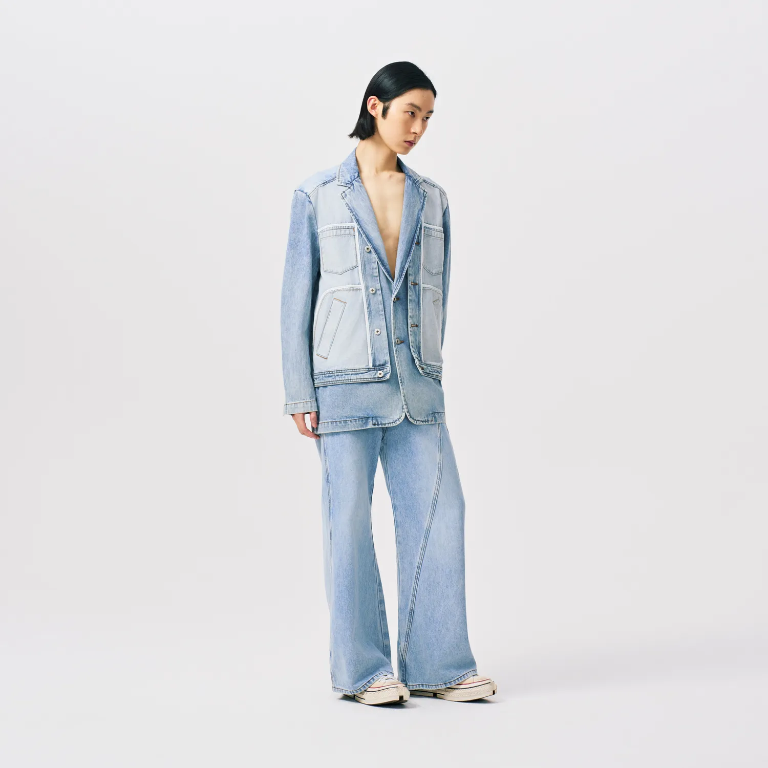 Feng Chen Wang Cross Waistband Jeans straight leg krydset