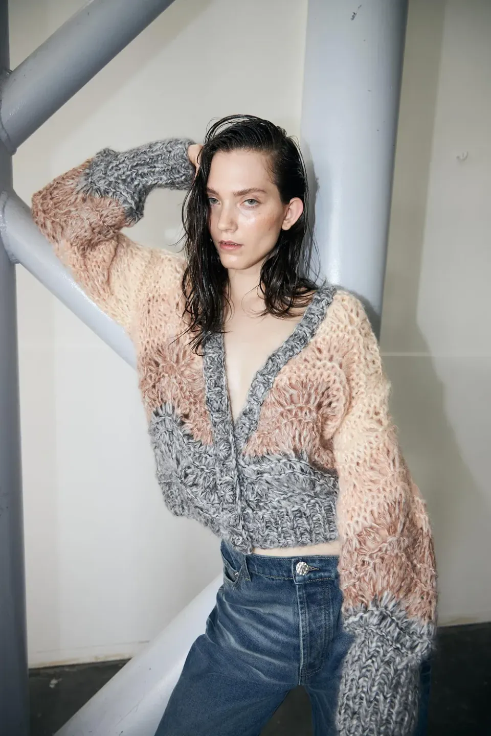 DAWNXDARE ESMERALDA cardigan 910 Natural hulmønster