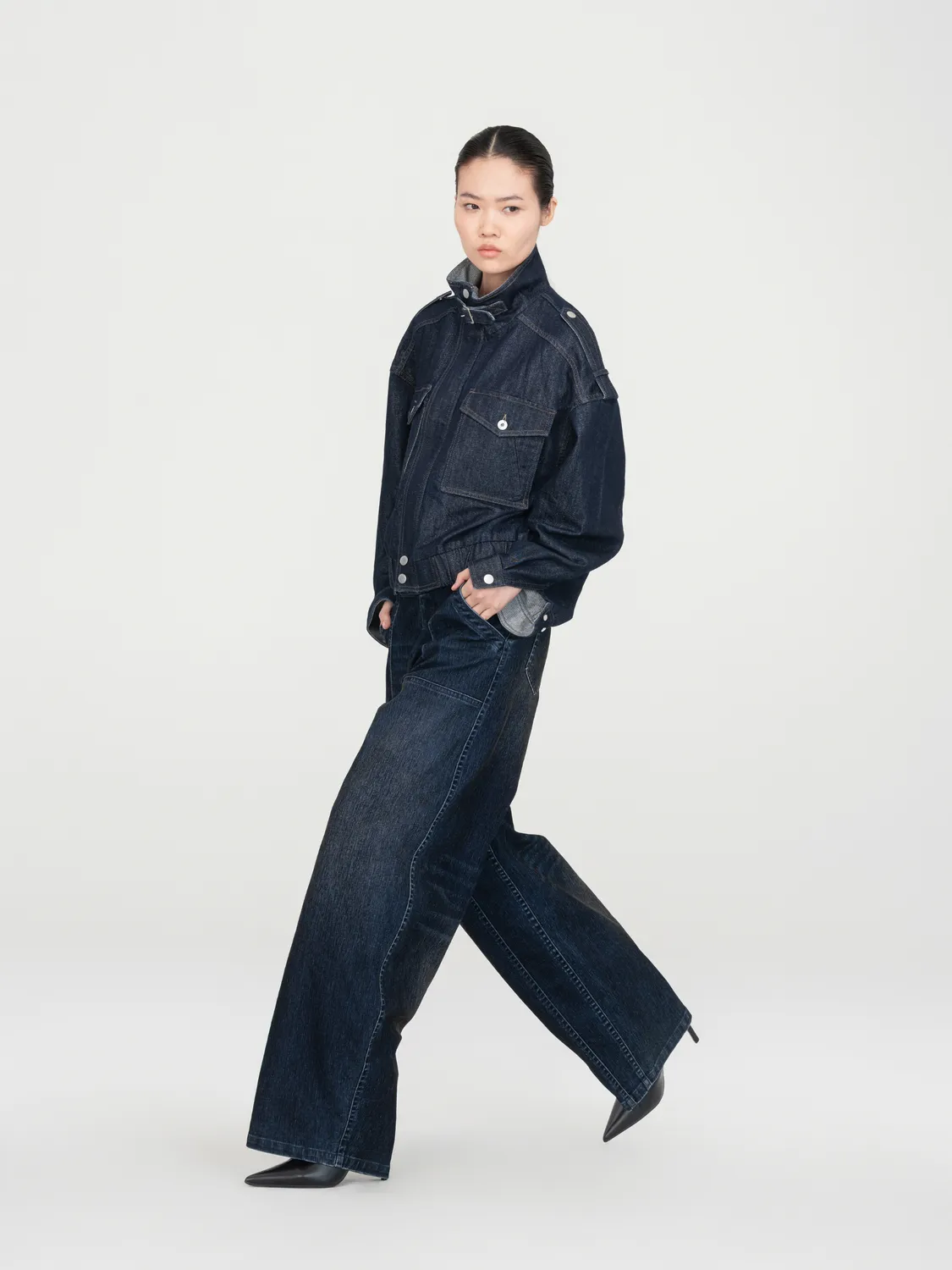 Feng Chen Wang Subtle Shimmer denimjakke navy