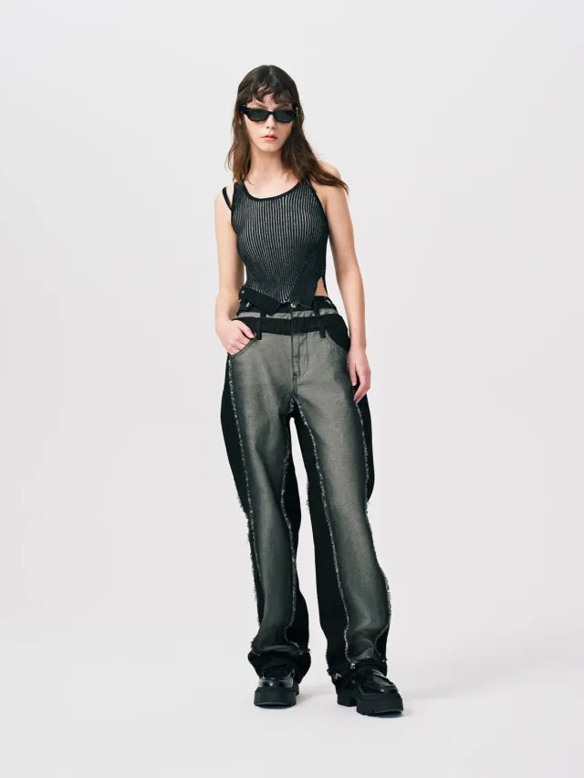 Feng Chen Wang Deconstructed strik tanktop merino cropped