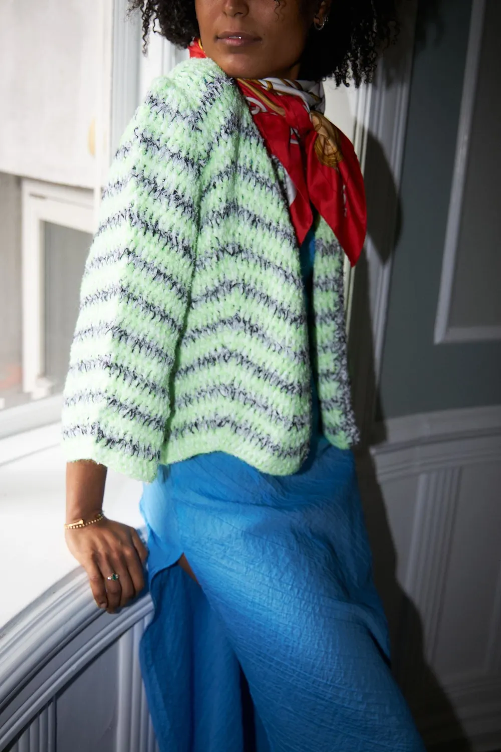 DAWNXDARE GINZA 916 hæklejakke lime flerfarvet