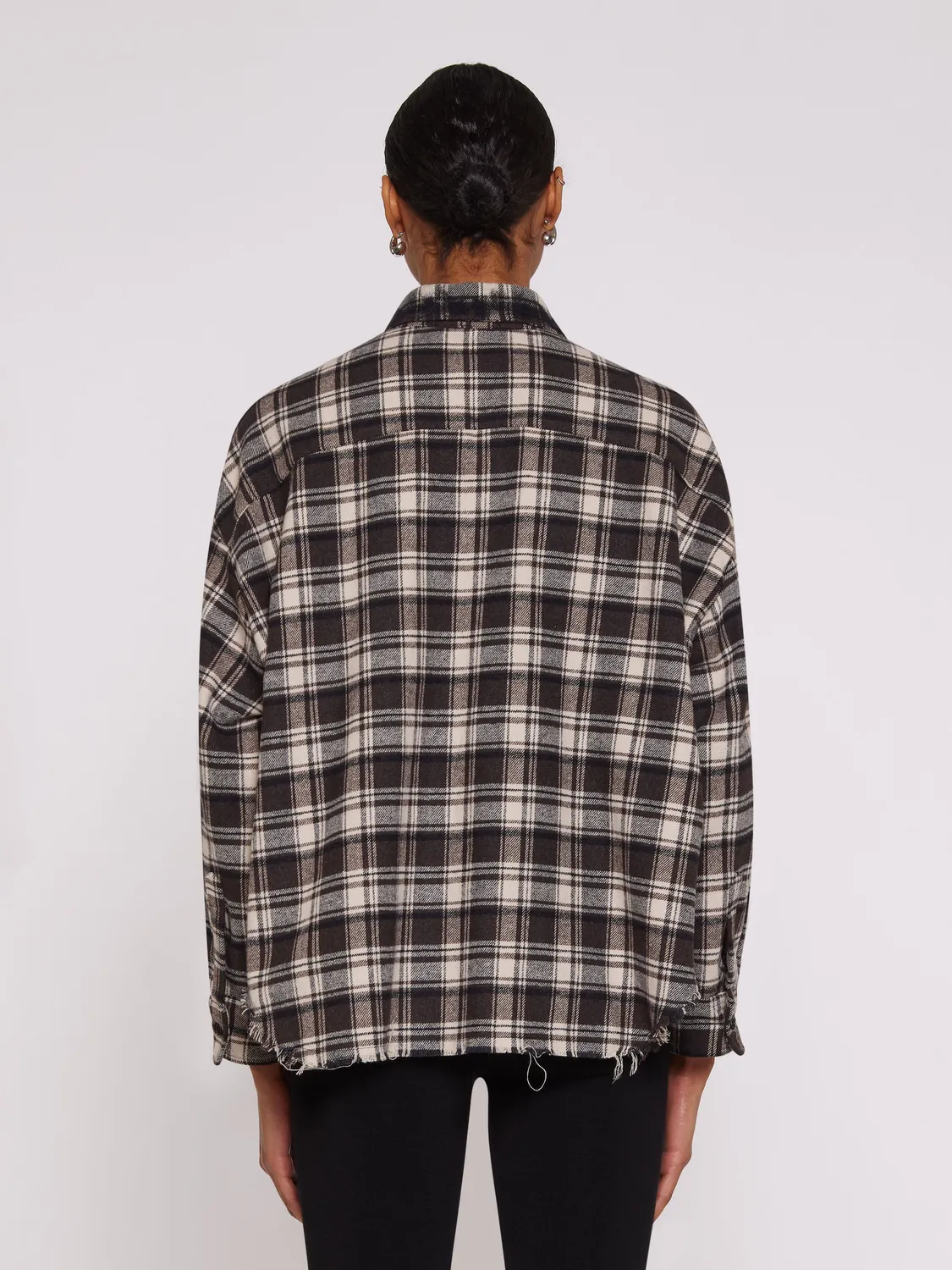 Laneus Oversize Check Flannel skjorte brun ternet