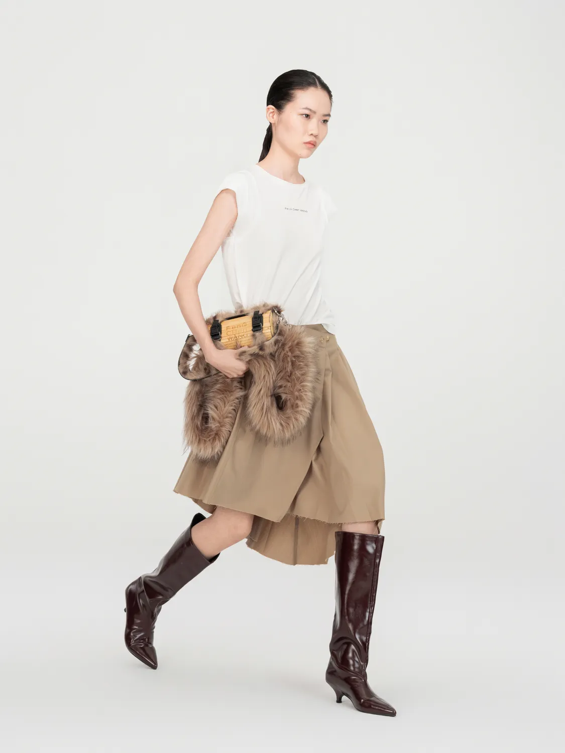 Feng Chen Wang Wrap nederdel khaki midi slå-om
