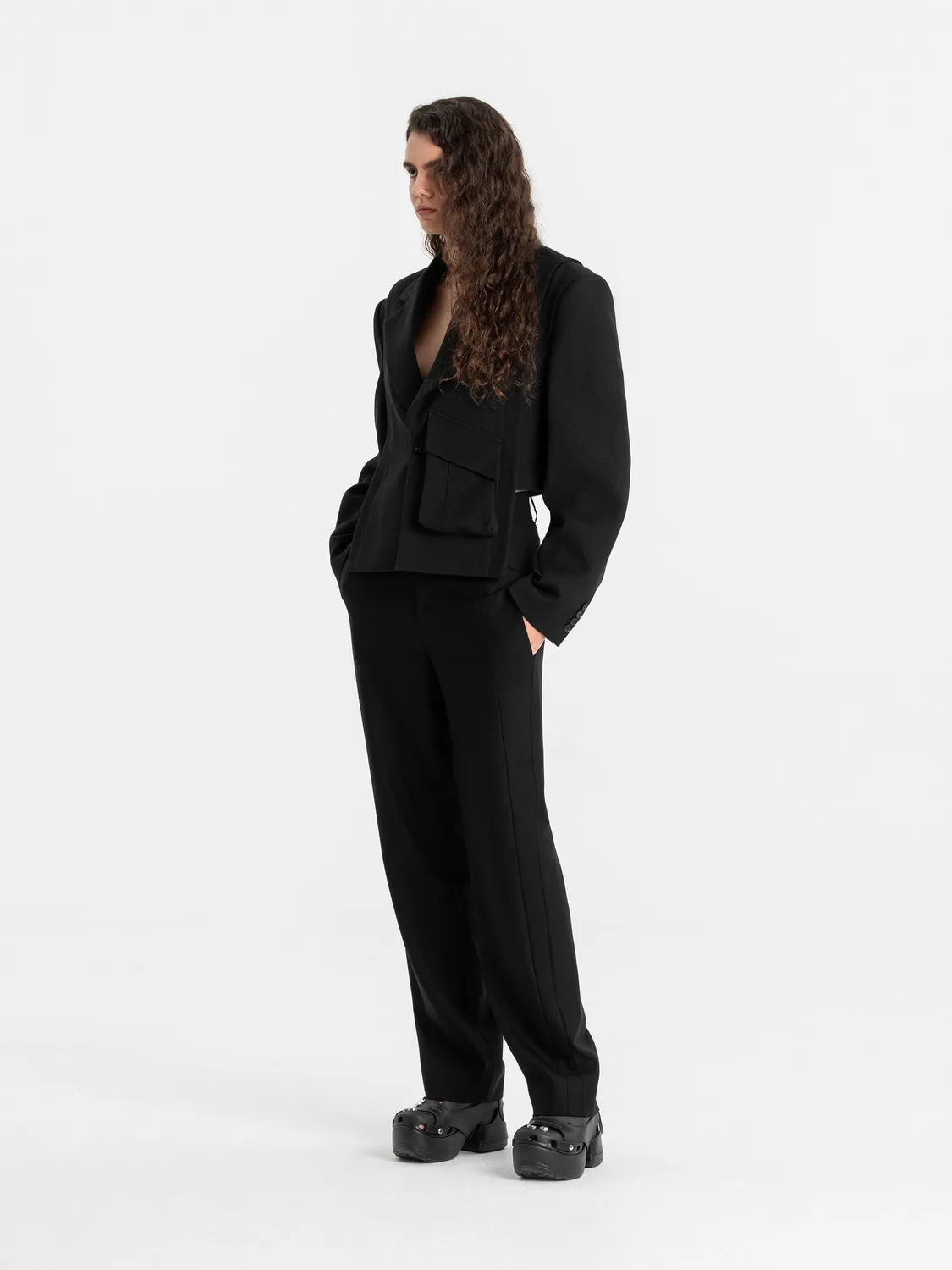 Feng Chen Wang Deconstructed Crop jakke cropped dame