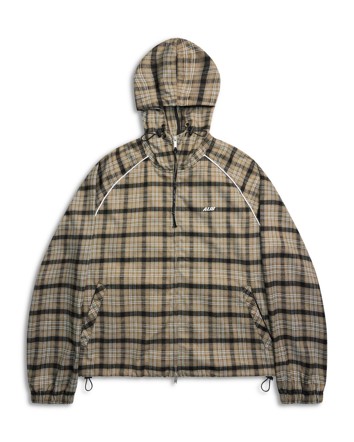 Alis Orby hættejakke Sand/Blue Tartan oversized