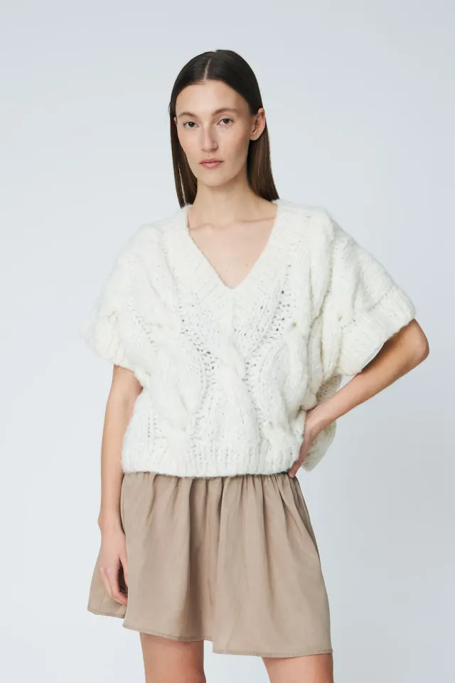 DAWNXDARE Capri Torsade pullover chalk alpakauld