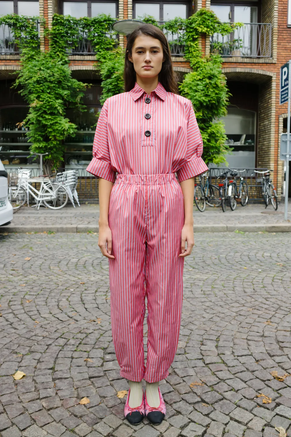 Caro Editions Lisbeth bluse rød navy stribet bomuld