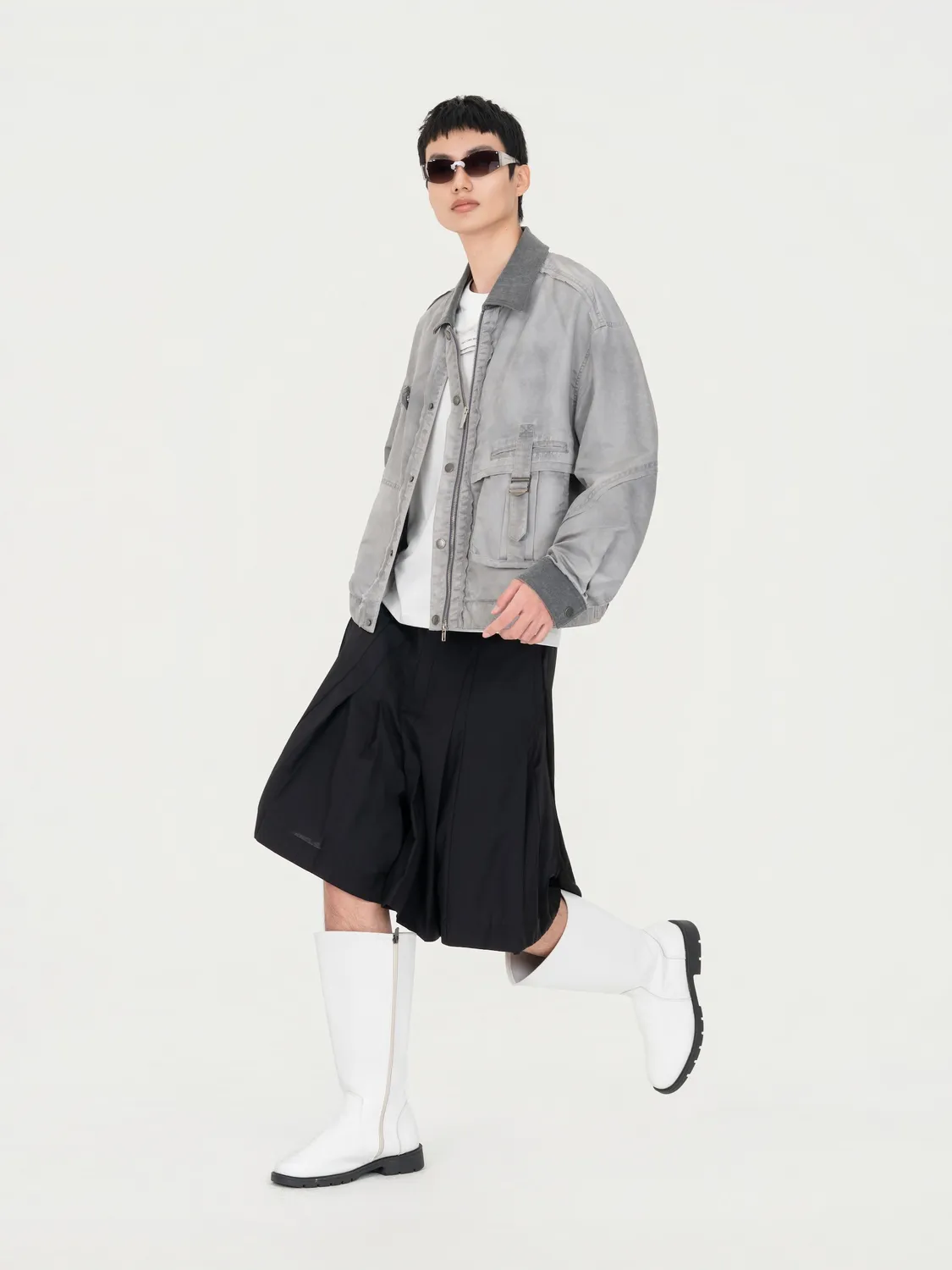 Feng Chen Wang Sandwashed Nylon jakke XS-XL grå let