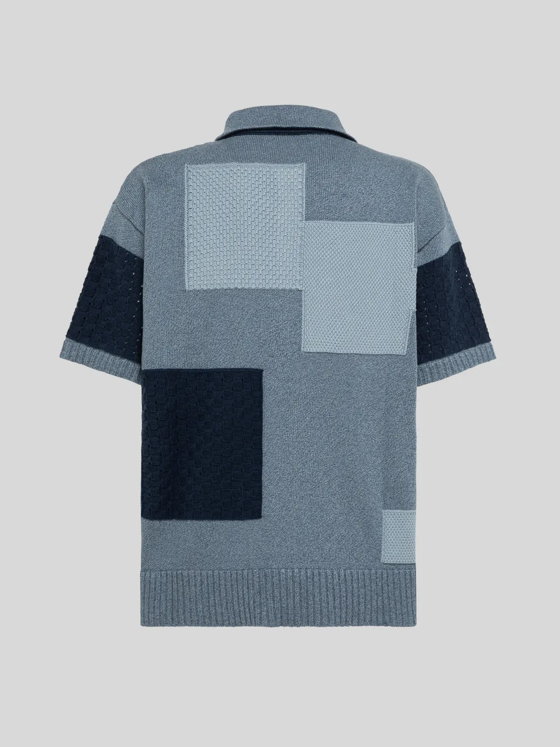 Laneus Patchwork strikskjorte blå bomuld