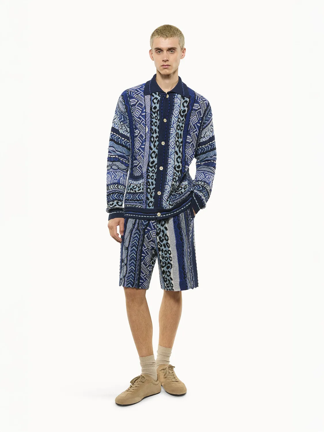 Laneus cardigan blå oversize bomuld