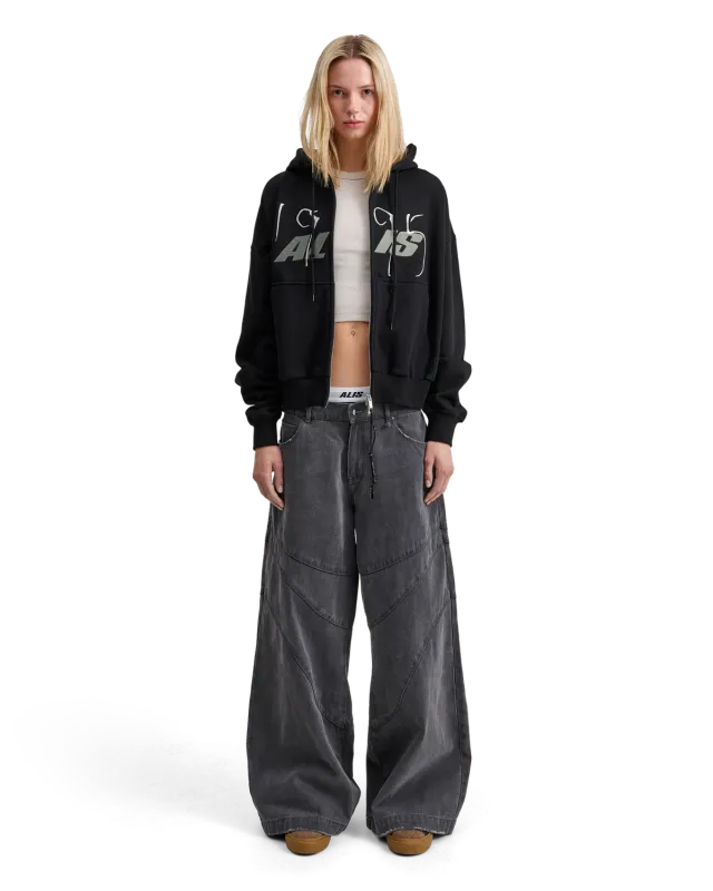 Alis Shen cropped hættetrøje med lynlås sort bomuld