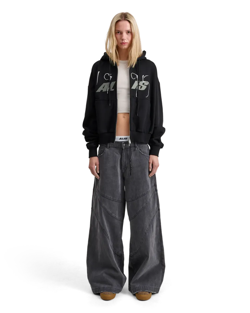 Alis Shen cropped hættetrøje med lynlås sort bomuld