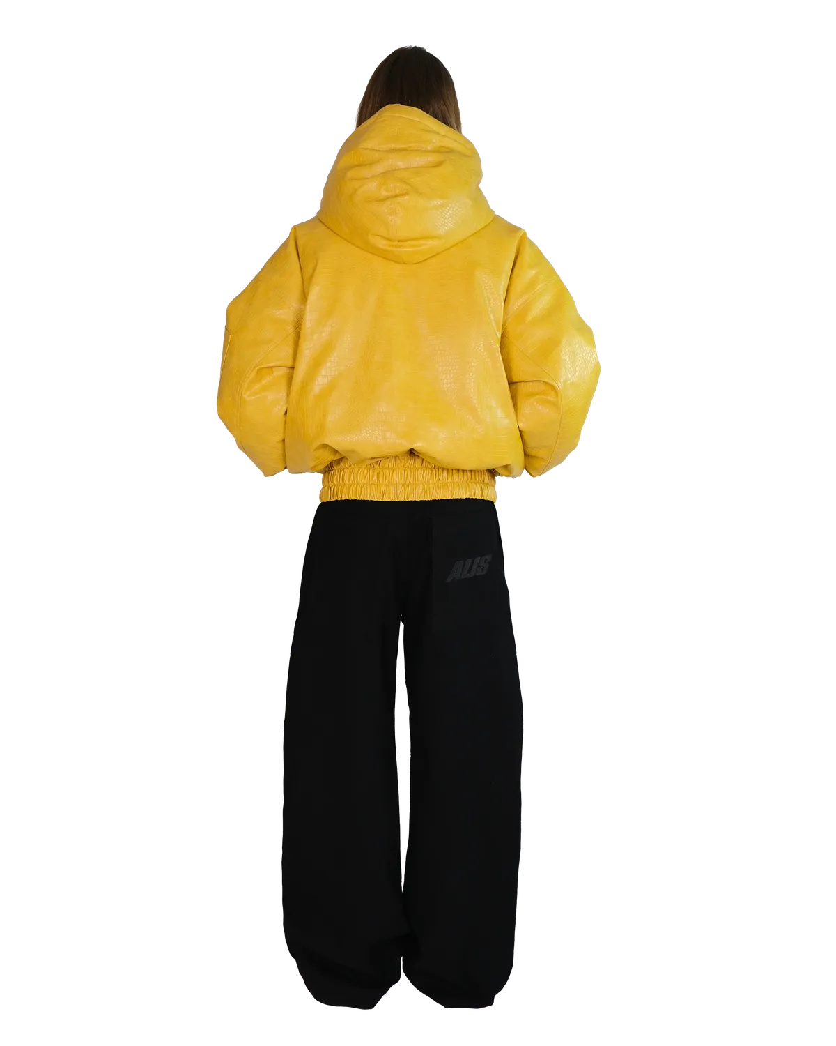 Alis Hoiy Oversized Bomberjakke Yellow Snake Skin med hætte