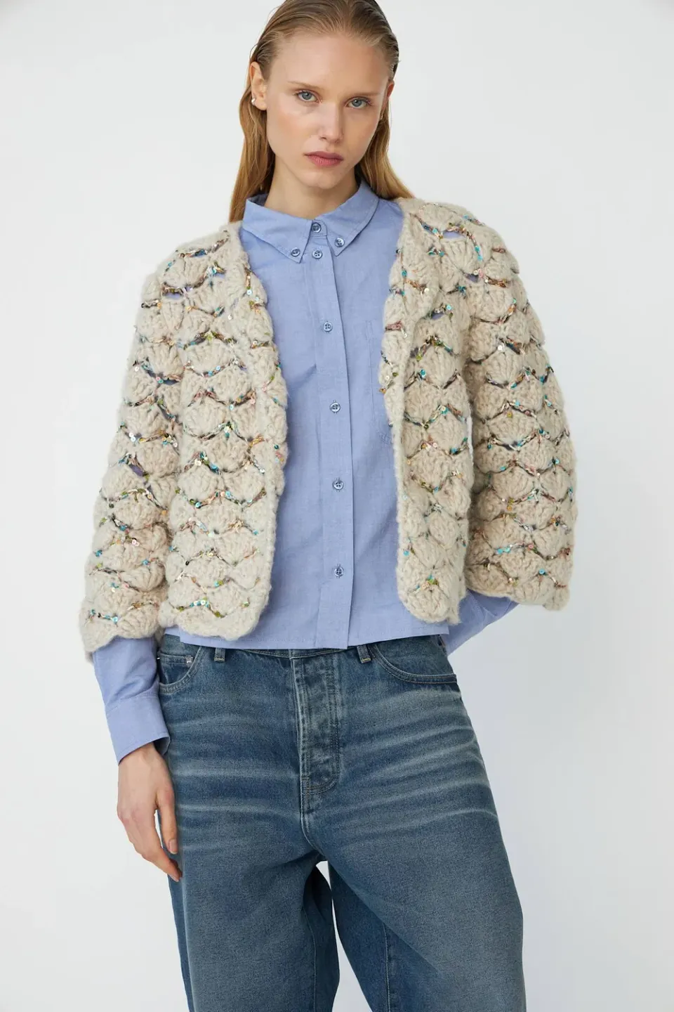 DAWN x DARE Ginza cardigan 900 multi hæklet bomuld