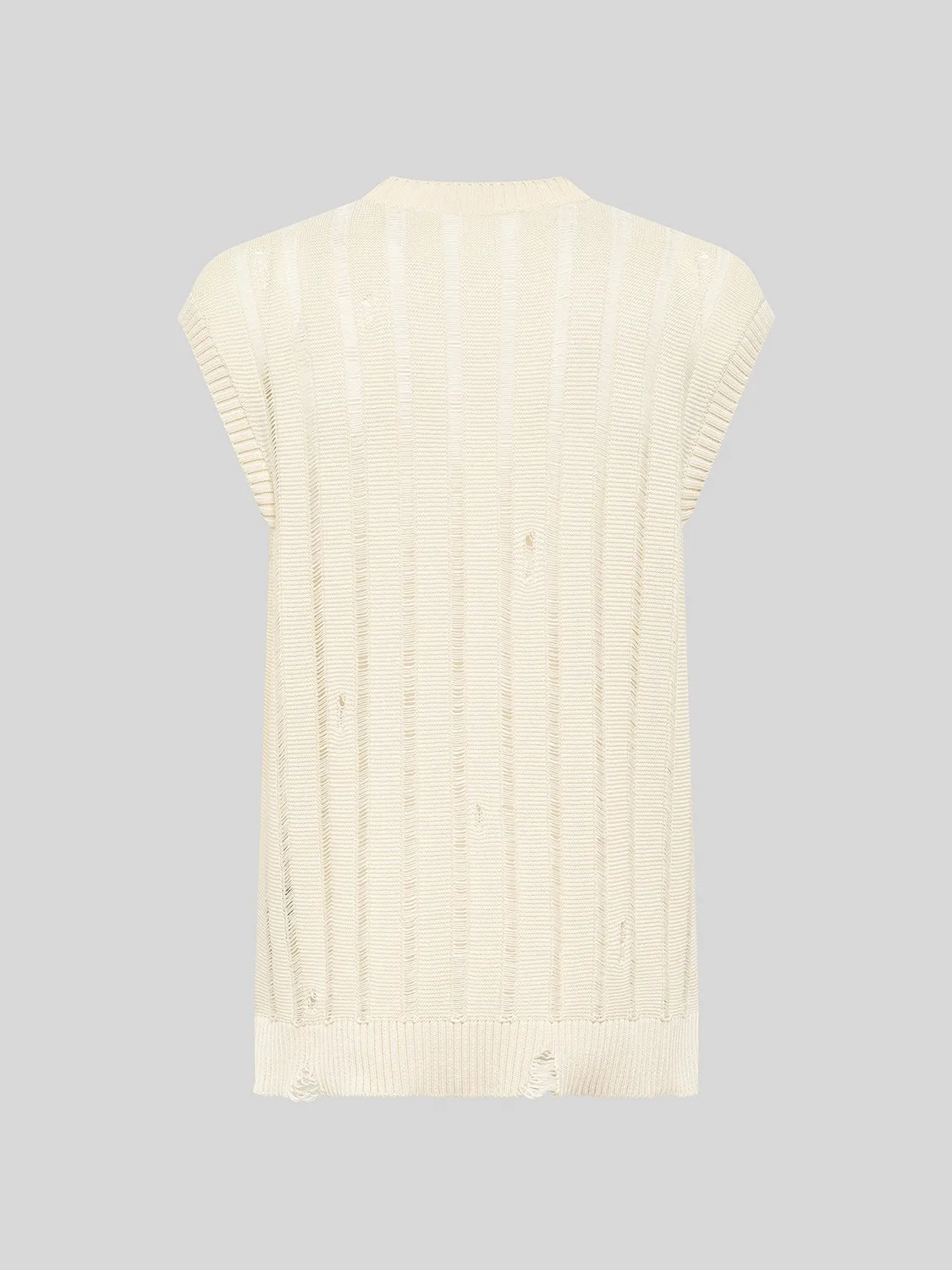 Laneus Destroyed Sleeveless Shirt ærmeløs top beige bomuld