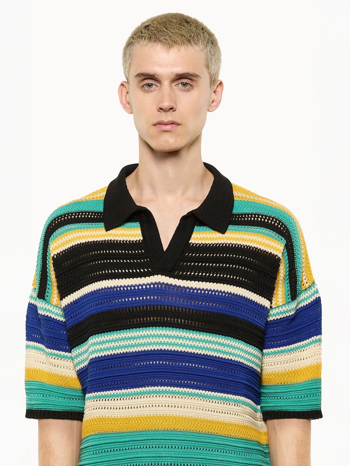 Laneus Multicolor Knit polo black-multicolor bomuld