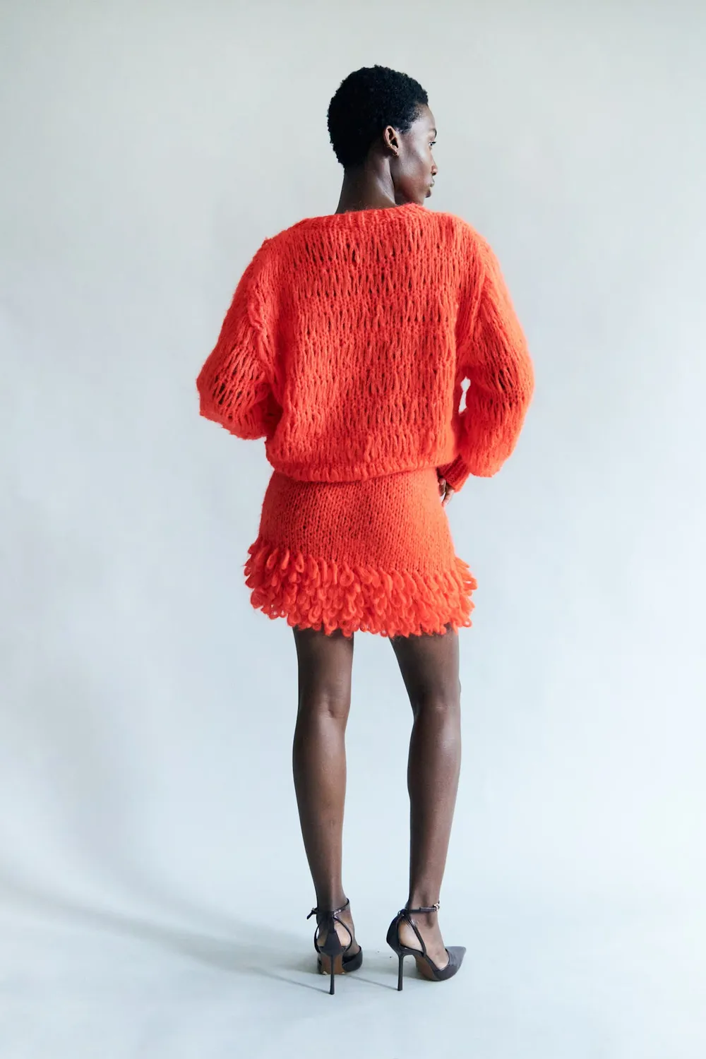 DAWNXDARE FLO 335 RED strik nederdel mohair