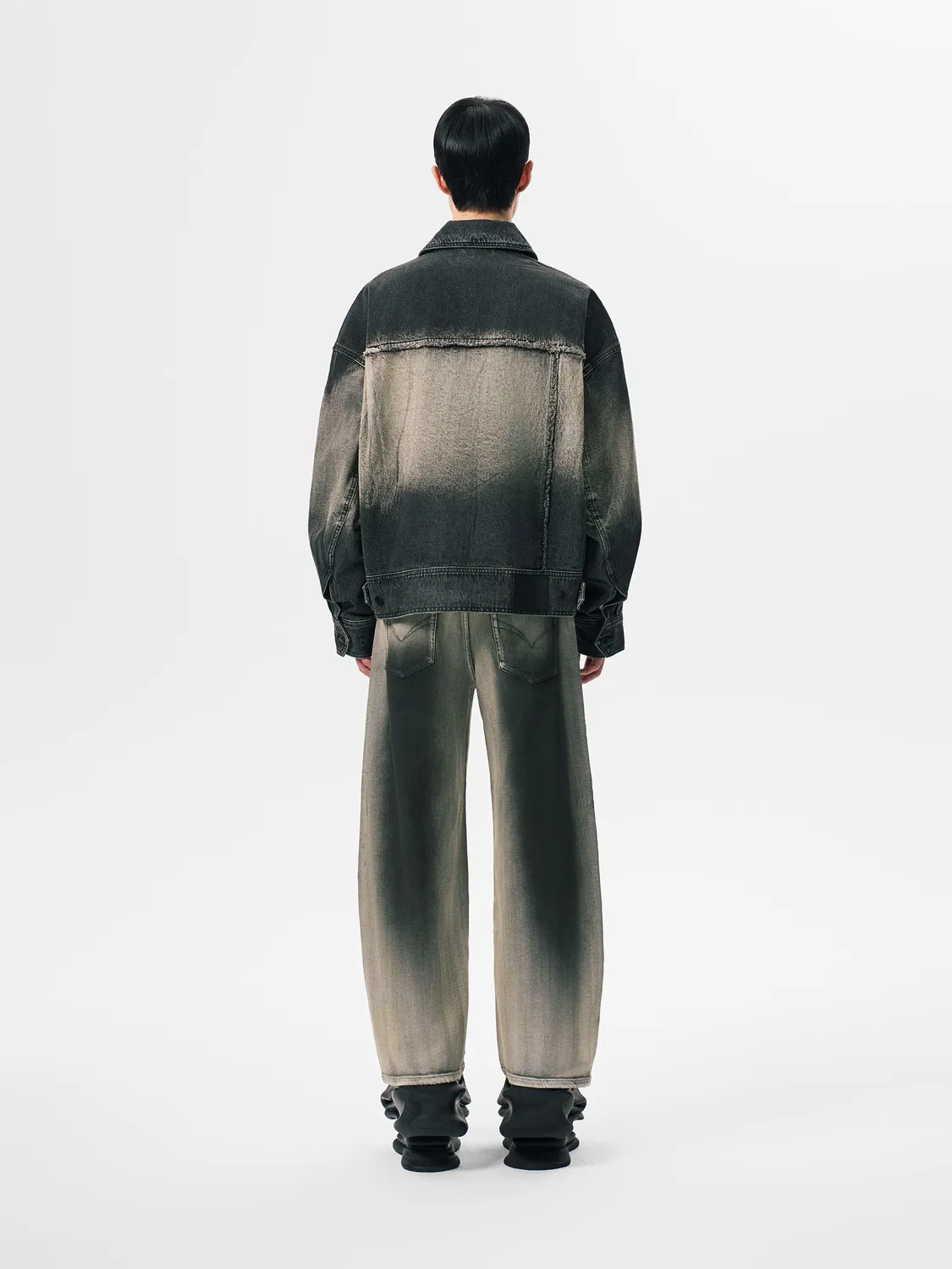 Feng Chen Wang Gradient denimjakke oversize hætte