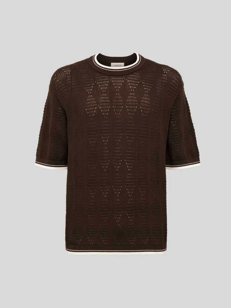Laneus Open-Knit T-shirt brun hullet bomuld