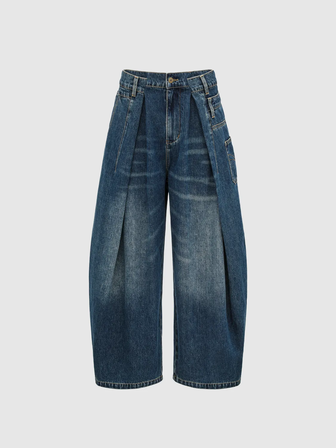 Feng Chen Wang Blue Washed Deconstructed denimbukser blå