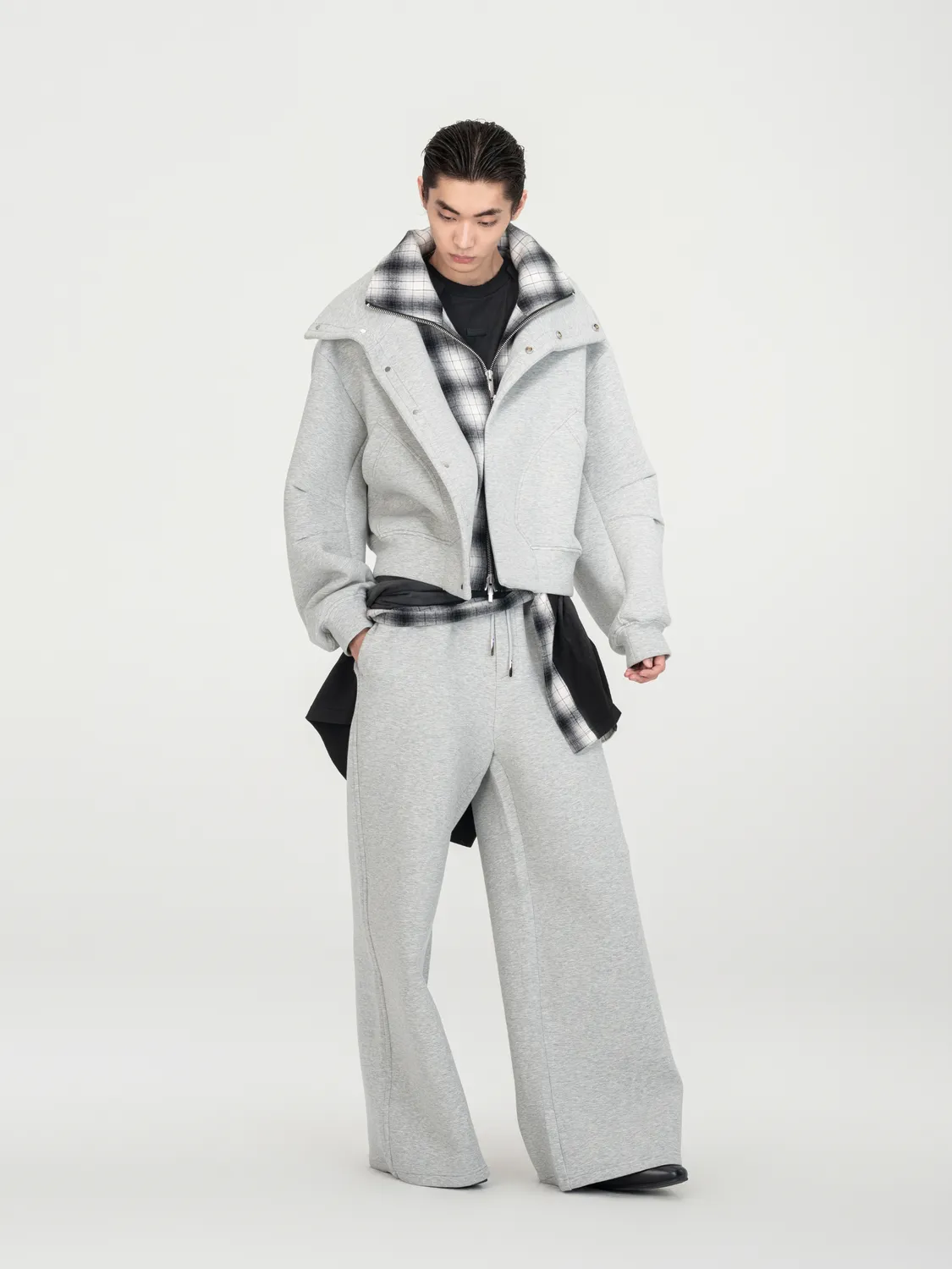 Feng Chen Wang Scuba Knit Jakke Grå 2-i-1 Lagdelt
