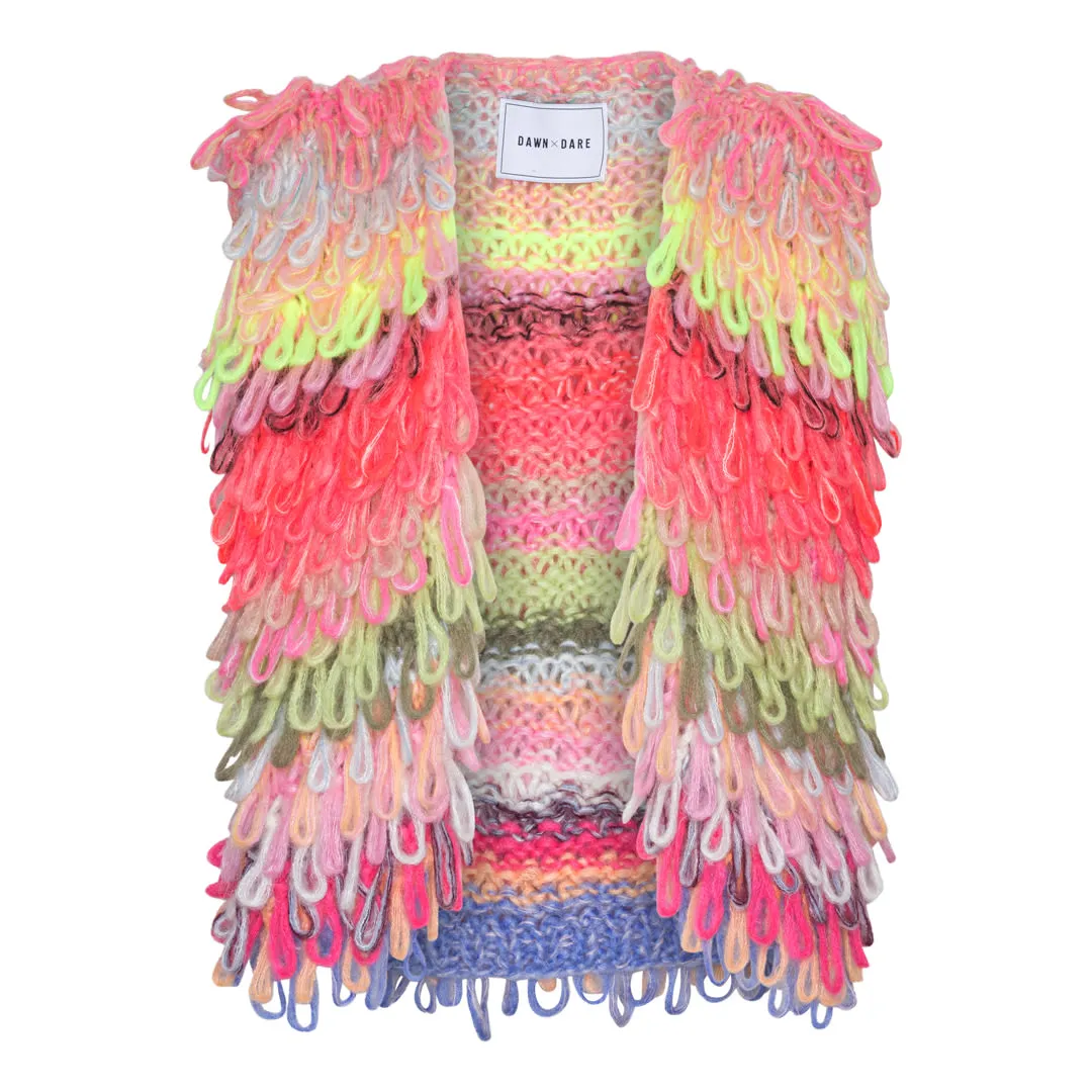 DAWNXDARE Fonda strikvest 925 bold multi mohair
